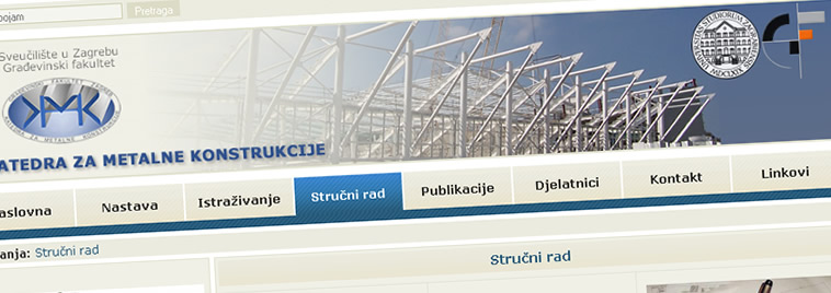 Web stranice katedre na građevinskom fakultetu